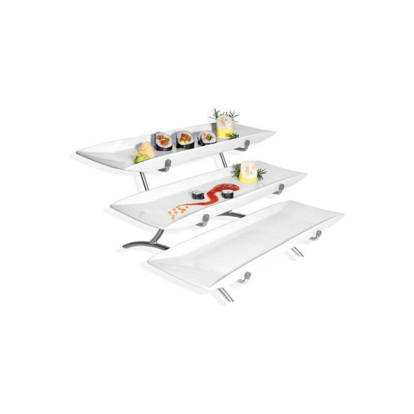 Cal-Mil Cal-Mil Prestige Porcelain Wide Frame 3 Tier Platter Wire Stand 18"W x 23"D x 12"H Plat. PP1033-39 - main